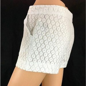 Nicole by Nicole Miller White Lace Flat Front Shorts W/ Pockets Fully Li…